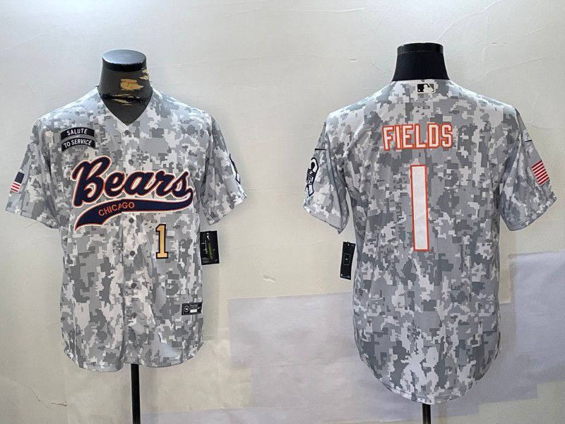 Men Chicago Bears #1 Fields Nike Arctic Camo 2024 Salute to Service Limited NFL Jersey style 2->chicago bears->NFL Jersey